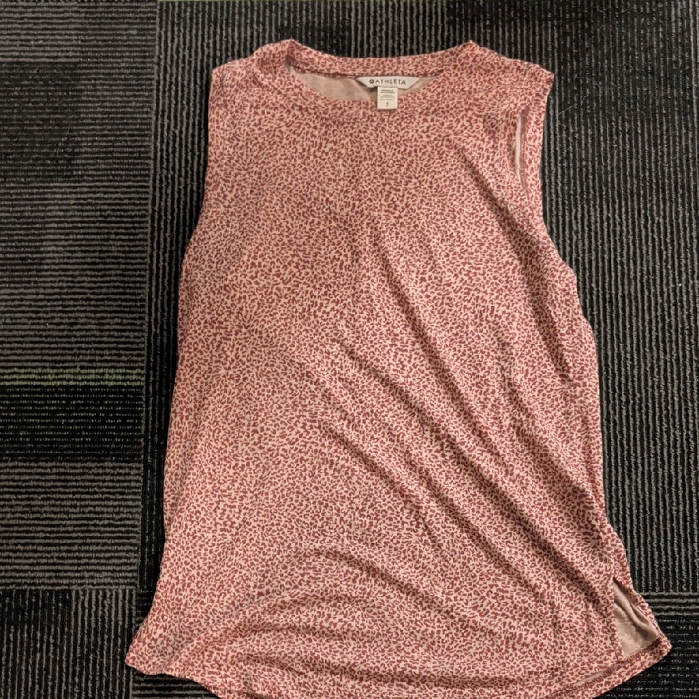 Athleta Pink Animal Print High Neck Tank